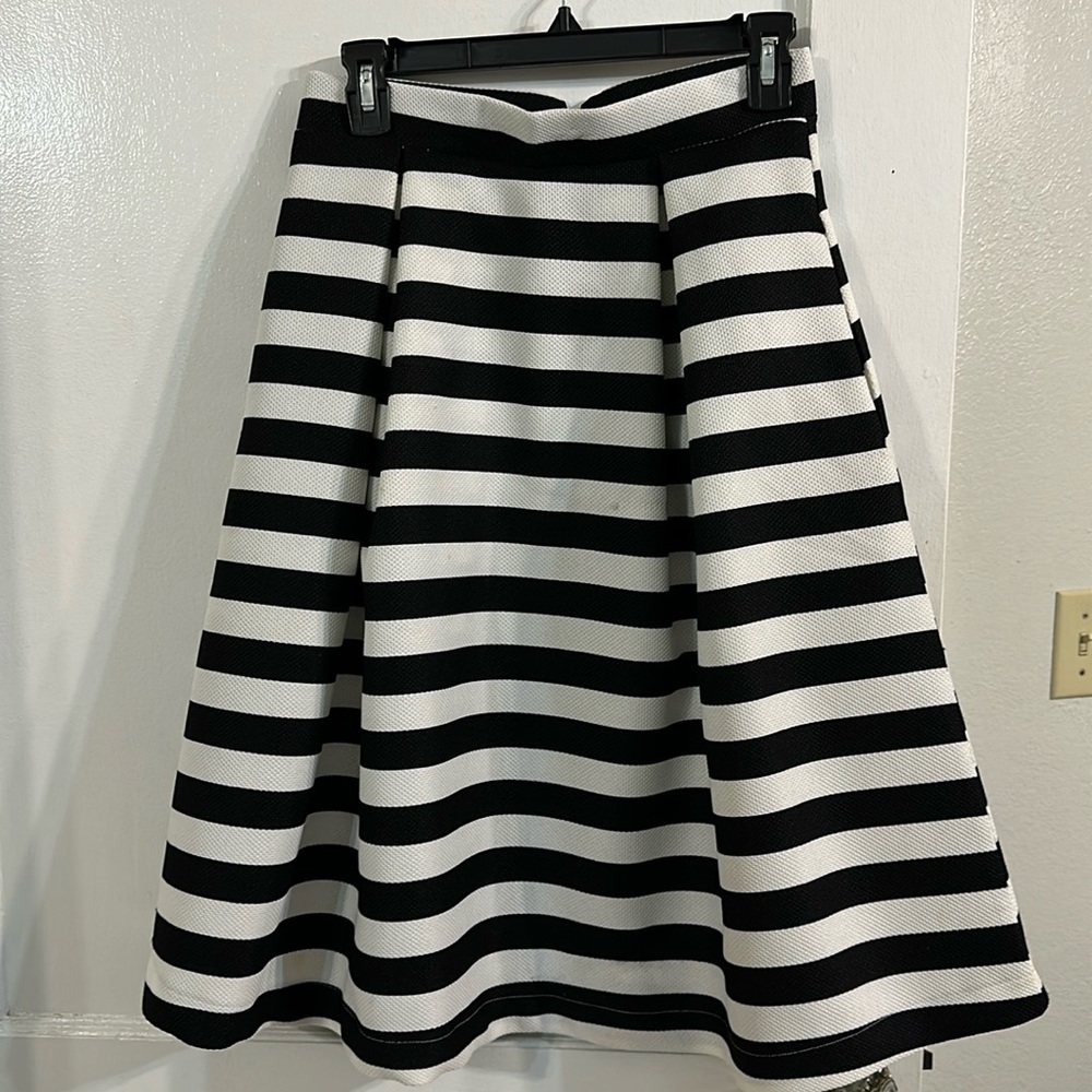 Haute Monde B&W striped A-Line skirt